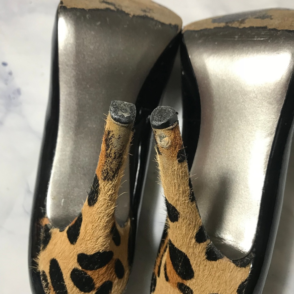 Steve Madden Black & Leopard Patent Leather Heels - Picture 7 of 8